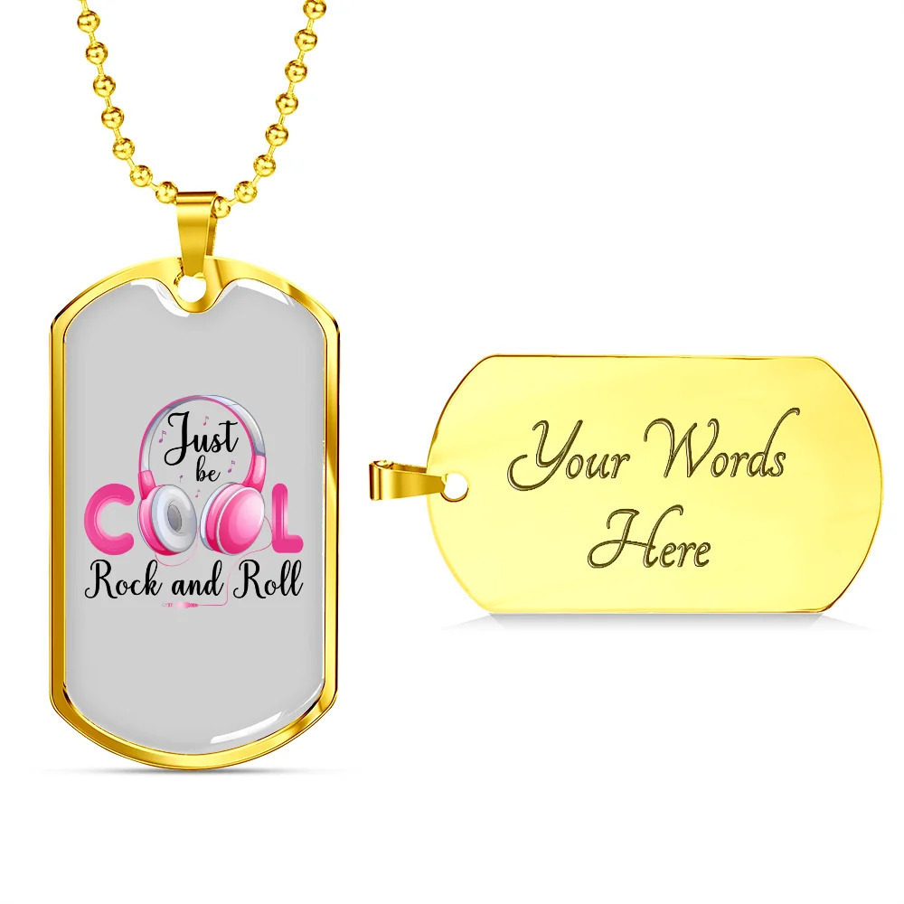 Musician Necklace Cool Rock and Roll TranspArent Personalized Engraved Gold Dog